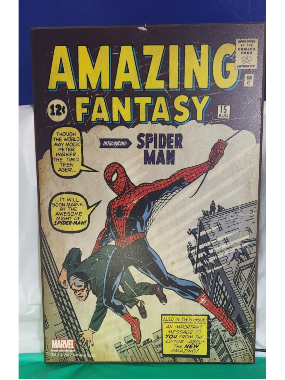 Marvel Amazing Fantasy #15 Spider-Man Retro Wall Art Sign 19.5x13 Distressed
